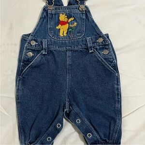 Vintage Disney Winnie the Pooh Denim Overalls Girls Size 6/9 Months